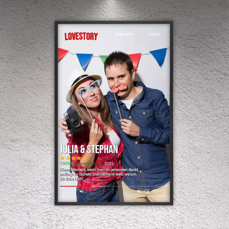Personalisierte Bilder: Seriencover à la Netflix - Individuelles Poster mit Galerierrahmen | Personalize Palace