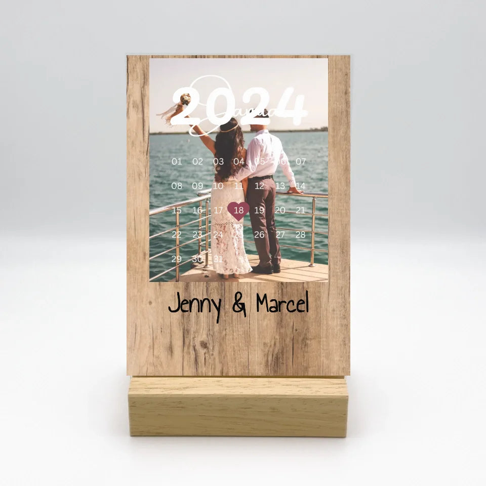 Personalisierte LED Bilder: Euer besonderer Moment - Individuelles Acryl Glas mit Ständer | Personalize Palace