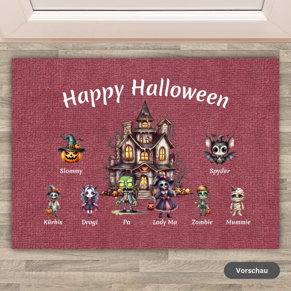 Personalisierte Fußmatte: Halloween Familie - Individuelle Fußmatte | Personalize Palace
