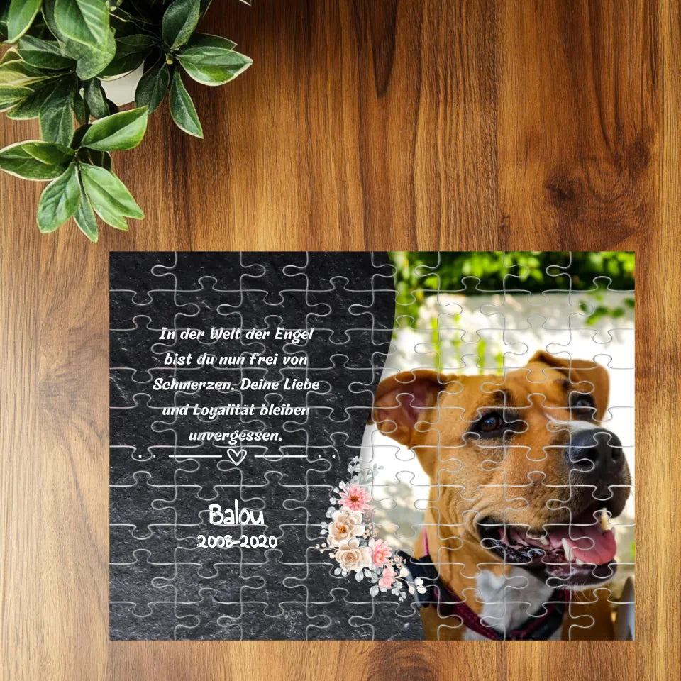 Foto mit Spruch als Andenken an verstorbenen Hund - individuelles Puzzle | Personalize Palace