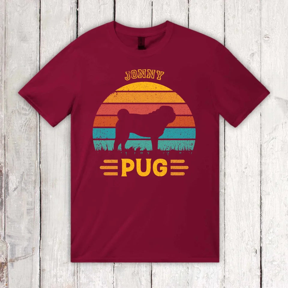 Vintage Dog Design Silhouette - Personalized Hoodie or T-Shirt