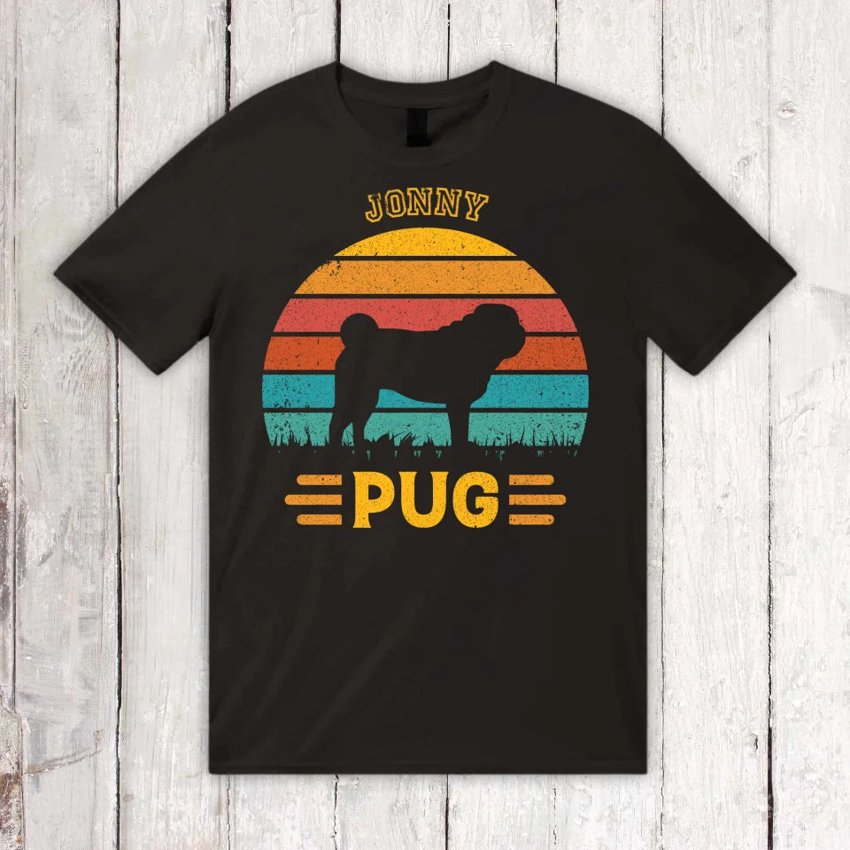 Vintage Dog Design Silhouette - Personalized Hoodie or T-Shirt