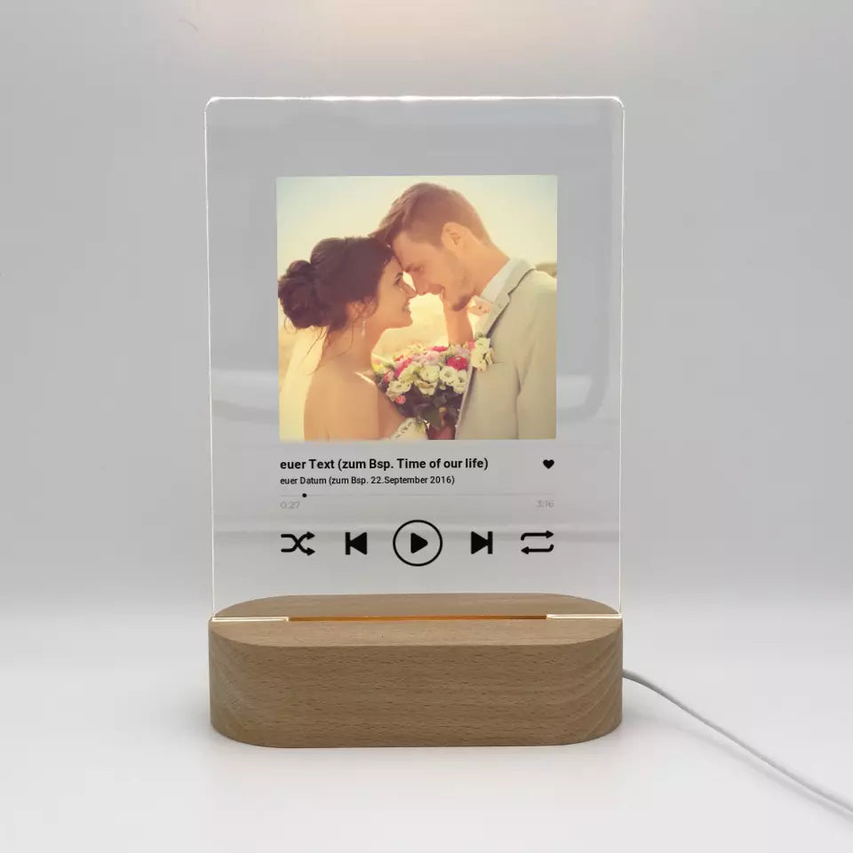 Personalisierte LED Bilder: Wo alles begann - Individuelles beleuchtetes LED Acryl Herz | Personalize Palace