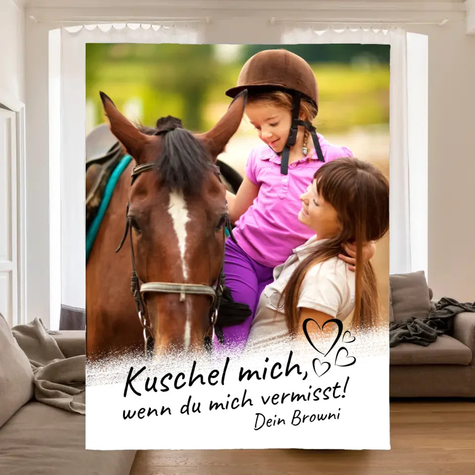 Personalisierte Decke: Wenn Du mich vermisst - individuelle Pferde-Fotodecke | Personalize Palace
