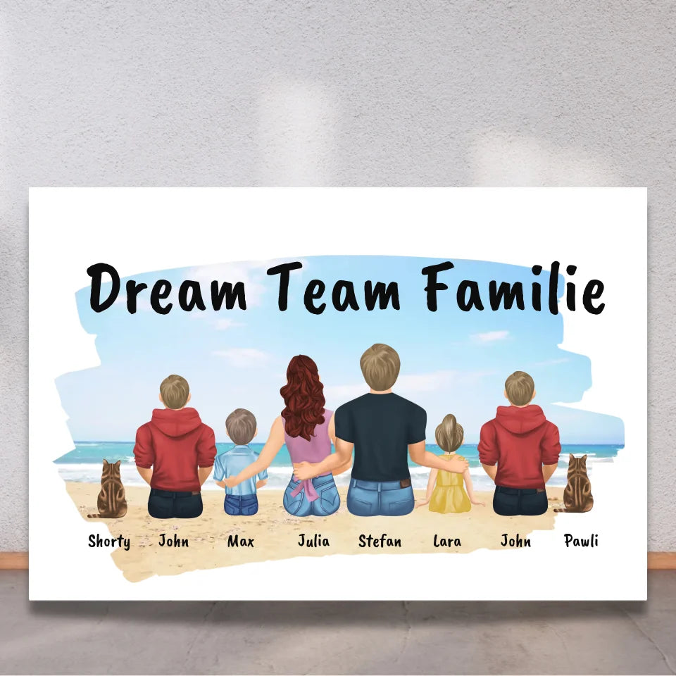 Personalisierte Leinwand: personalisierbares Familienbild ohne Rahmen fertig für die Wand - individuelles Fotoboard | Personalize Palace