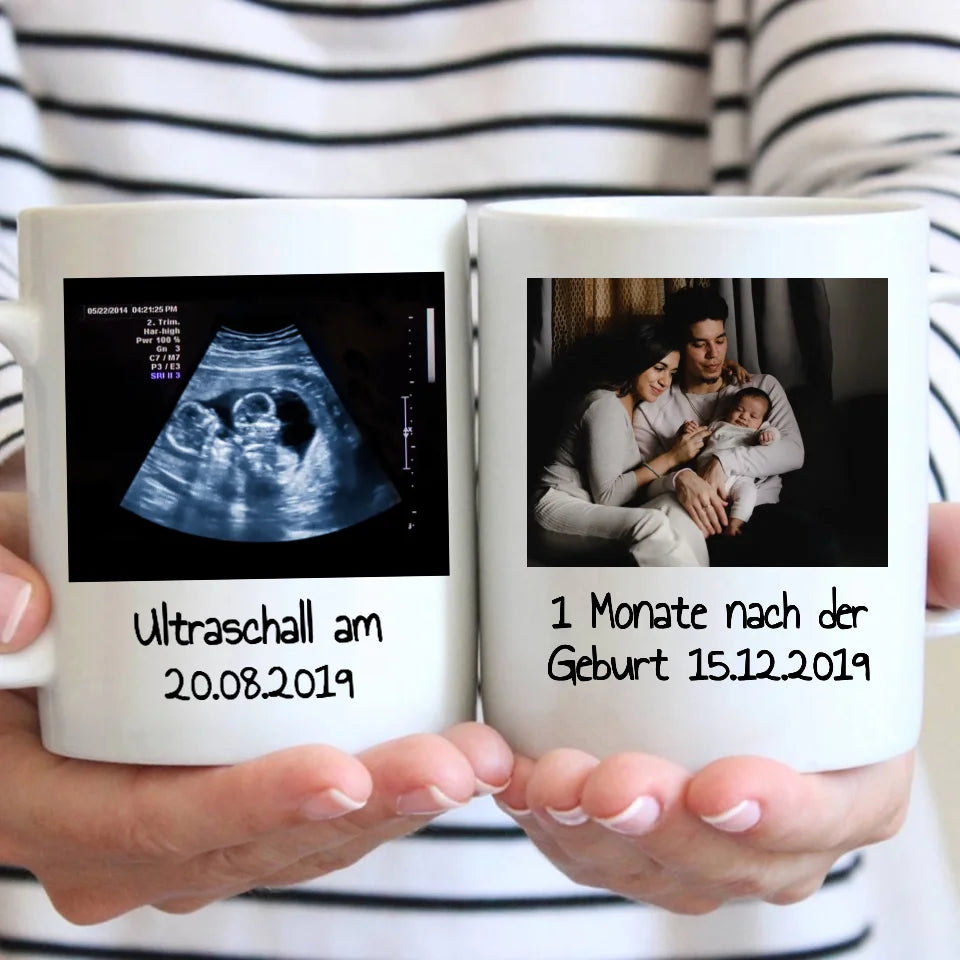 Personalisierte Tasse: Ultraschall-, Geburtstasse, Babytasse mit Bildern und Text - individuelle Tasse | Personalize Palace