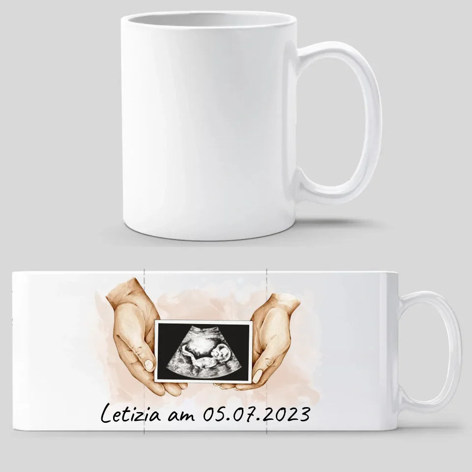 Personalisierte Tasse: Ultraschall-, Geburtstasse, Babytasse mit Bildern und Text - individuelle Tasse | Personalize Palace