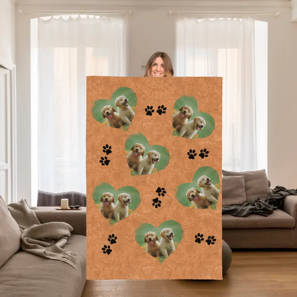 Dog blanket | Cuddle me when you miss me - Personalized photo blanket