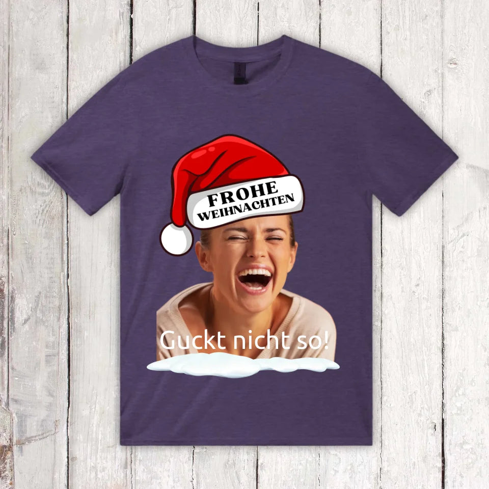 Personalisiertes T-Shirt: Weihnachtsmütze mit deinem Bild und Text - individuelles T-Shirt | Personalize Palace