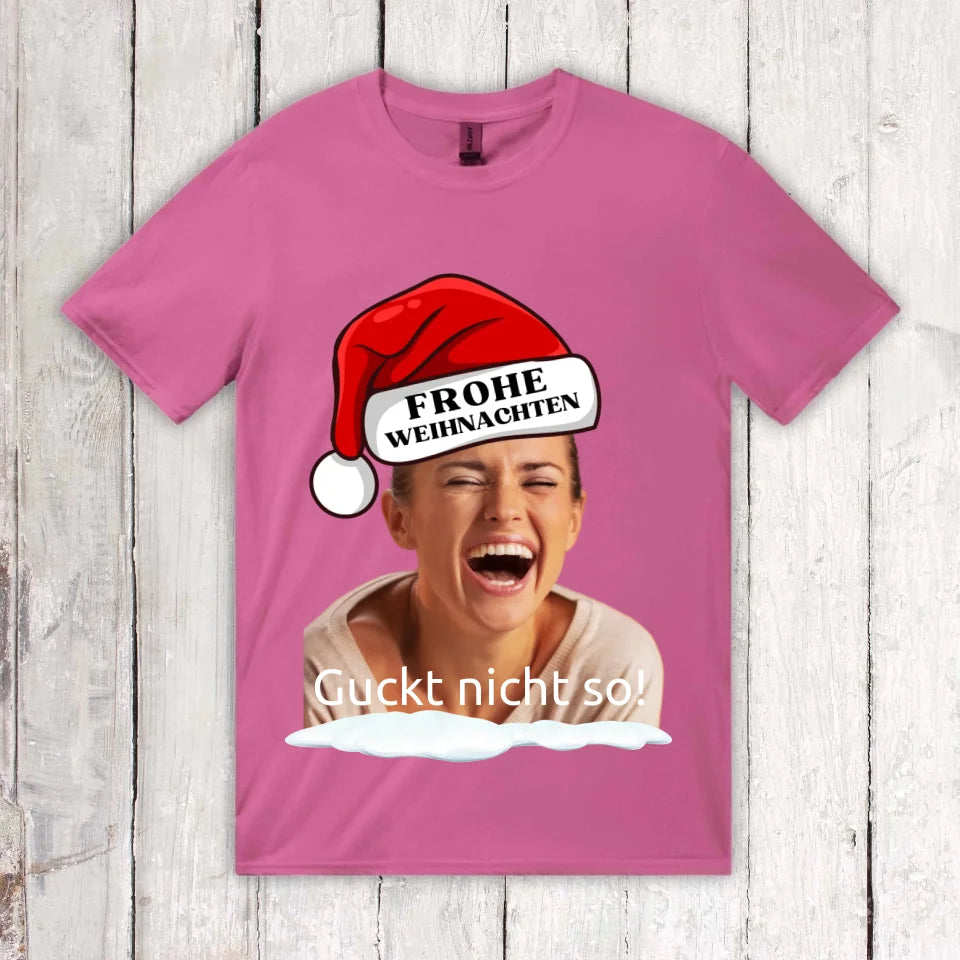 Personalisiertes T-Shirt: Weihnachtsmütze mit deinem Bild und Text - individuelles T-Shirt | Personalize Palace