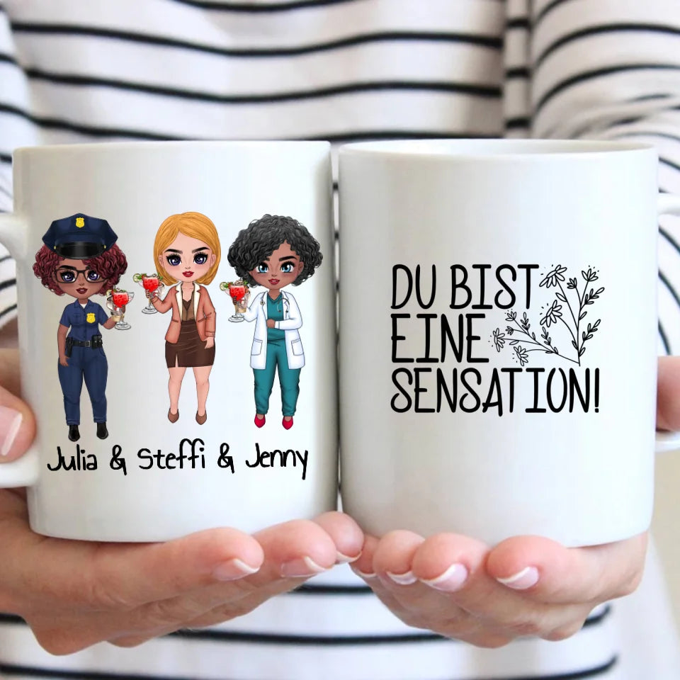 Personalisierte Tasse: Polizei, Krankenhaus oder Büro Besties, Schwestern - Individuelle Tasse | Personalize Palace