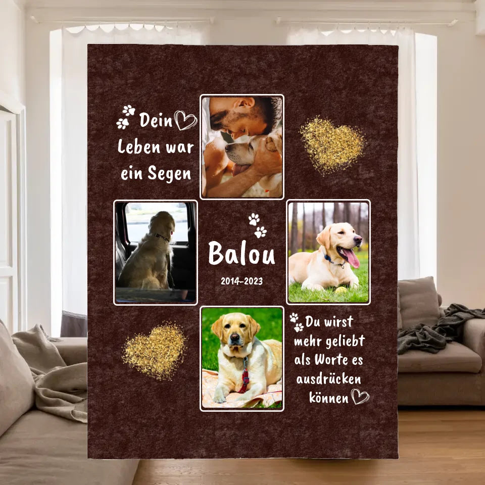 Katzendecke mit Foto und Text - individuelle Kuscheldecke