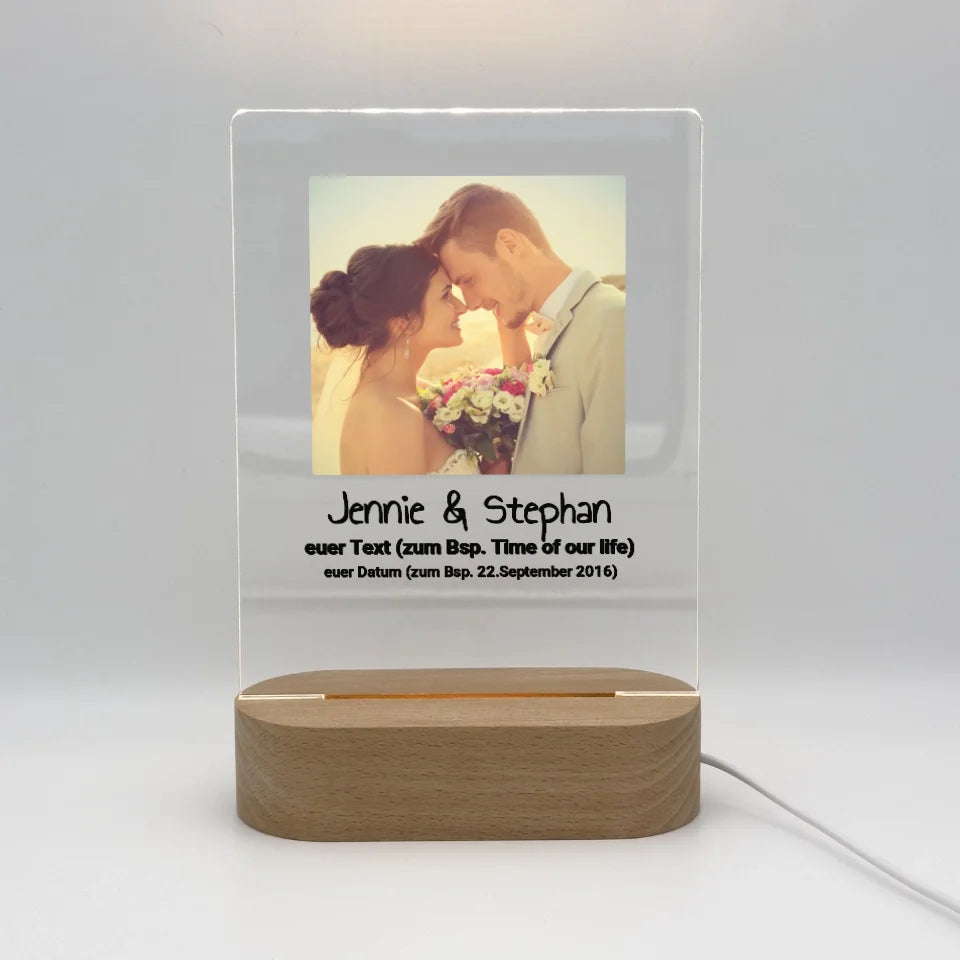 Personalisierte LED Bilder: Herzbild Collage - Individuelles Acryl Glas mit Ständer | Personalize Palace