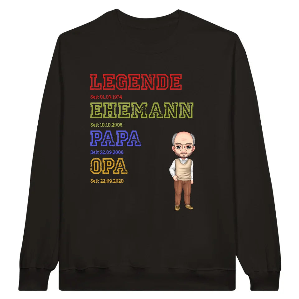 Personalisiertes T-Shirt: Ur-Oma, Ur-Opa, Papa, Mama, Legende, Familie - Individuelles T-Shirt | Personalize Palace
