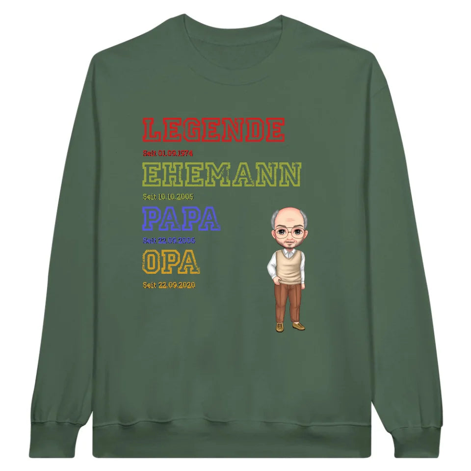 Personalisiertes T-Shirt: Ur-Oma, Ur-Opa, Papa, Mama, Legende, Familie - Individuelles T-Shirt | Personalize Palace