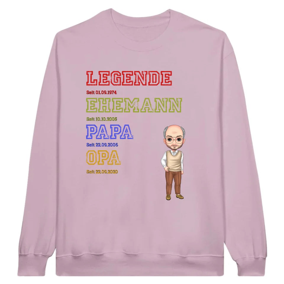 Personalisiertes T-Shirt: Ur-Oma, Ur-Opa, Papa, Mama, Legende, Familie - Individuelles T-Shirt | Personalize Palace