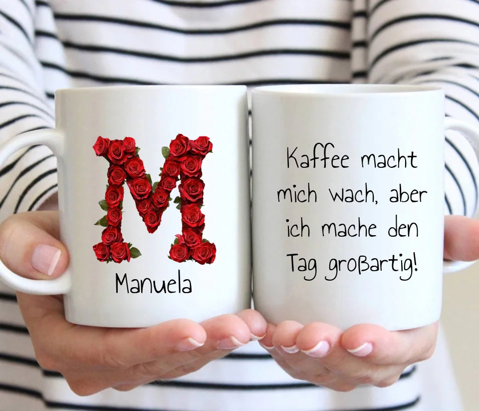 Personalisierte Tasse: Monogramm mit Namen und Text - Individuelle Tasse | Personalize Palace