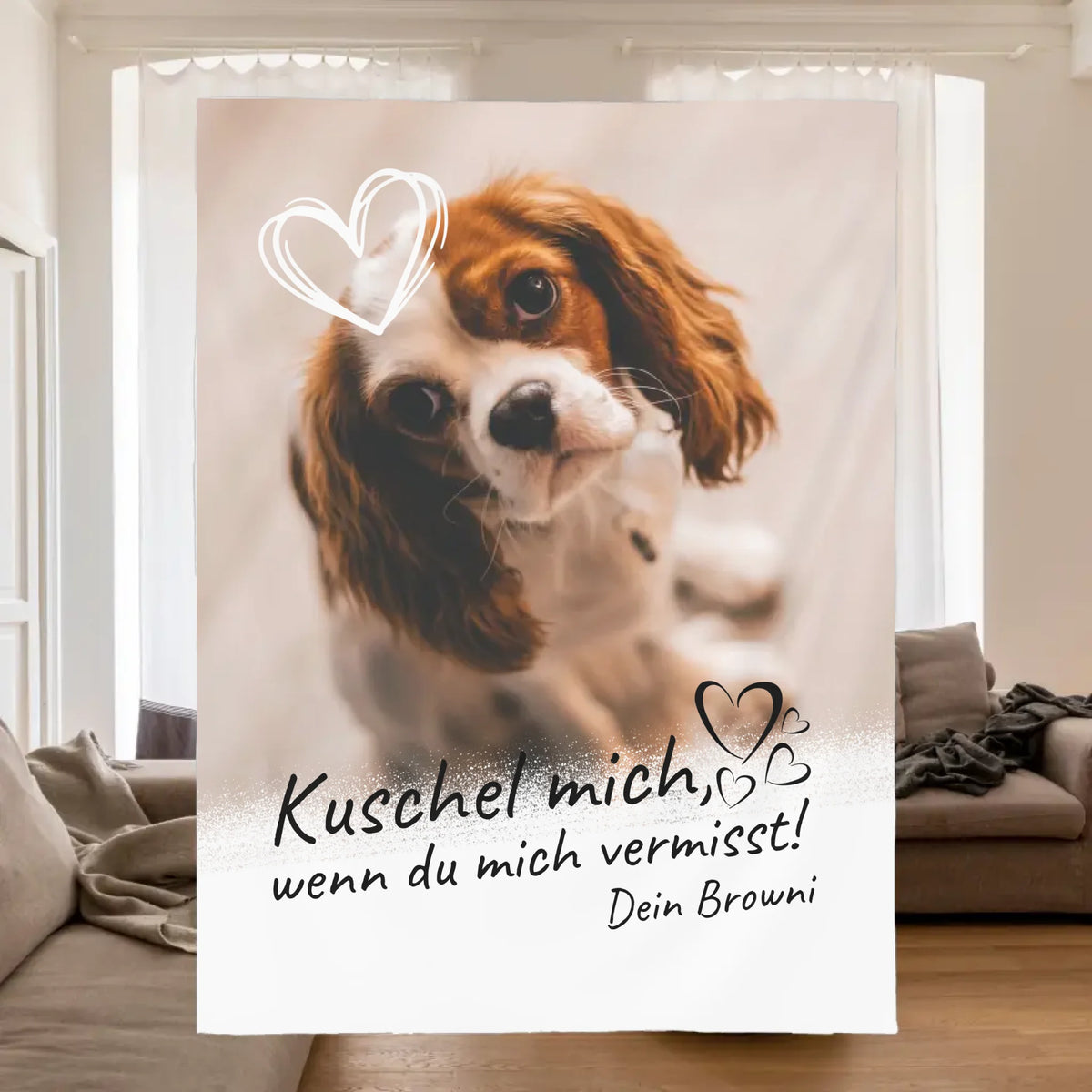 Personalisierte Decke: Hundedecke | Kuschel mich, wenn du mich vermisst - Individuelle Fotodecke | Personalize Palace