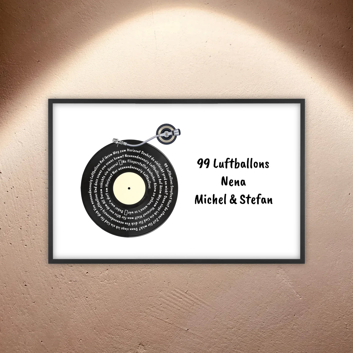 Personalisierte Bilder: Songtext auf Schallplatte, euer Lieblingssong - individuelles Poster mit Rahmen | Personalize Palace
