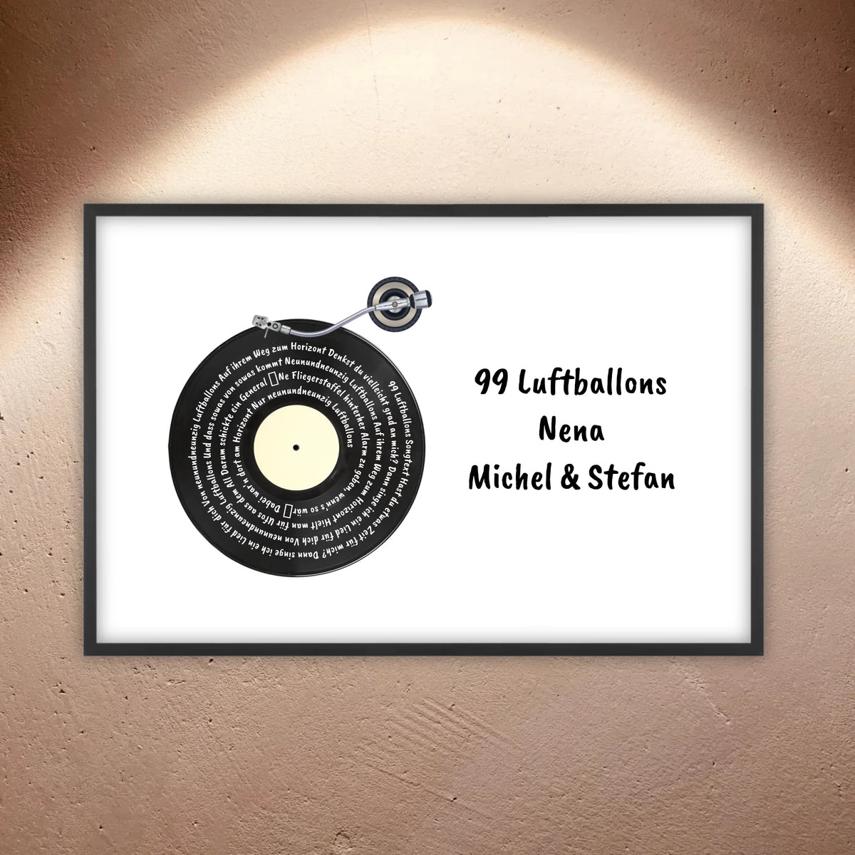 Personalisierte Bilder: Songtext auf Schallplatte, euer Lieblingssong - individuelles Poster mit Rahmen | Personalize Palace