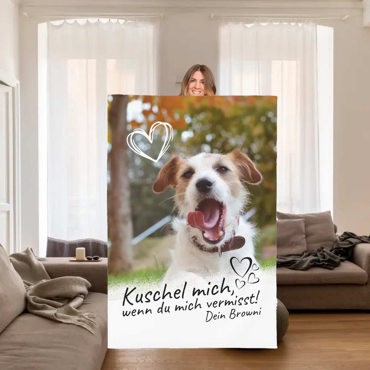 Dog blanket | Cuddle me when you miss me - Personalized photo blanket