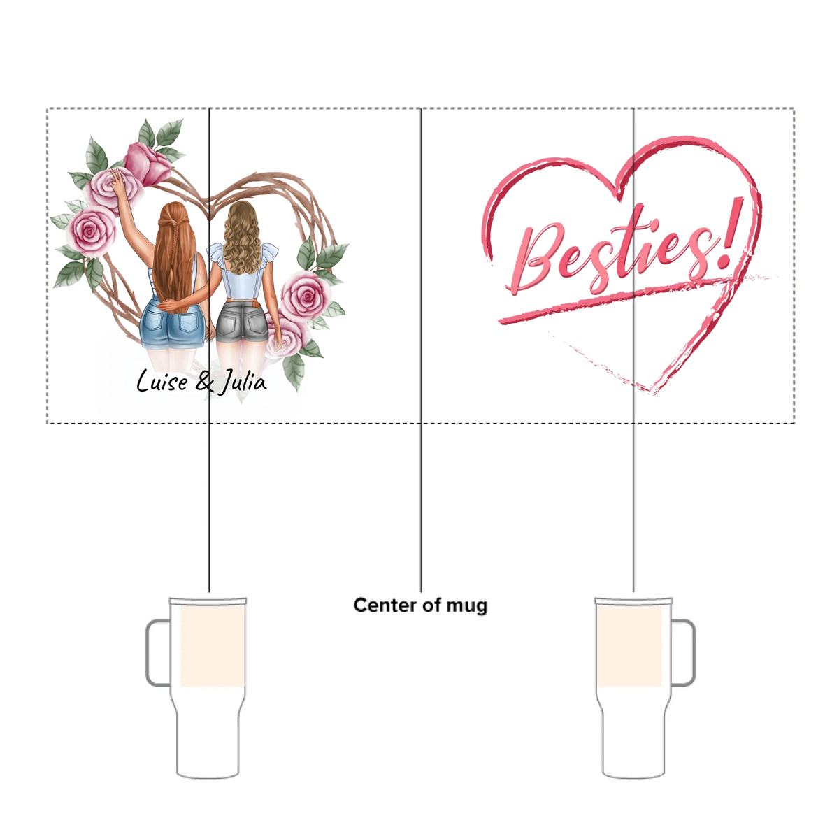 Personalisierte LED Bilder: Besties, Schwestern, Beste Freundinnen - individueller Acryl Glas Ständer mit LED | Personalize Palace