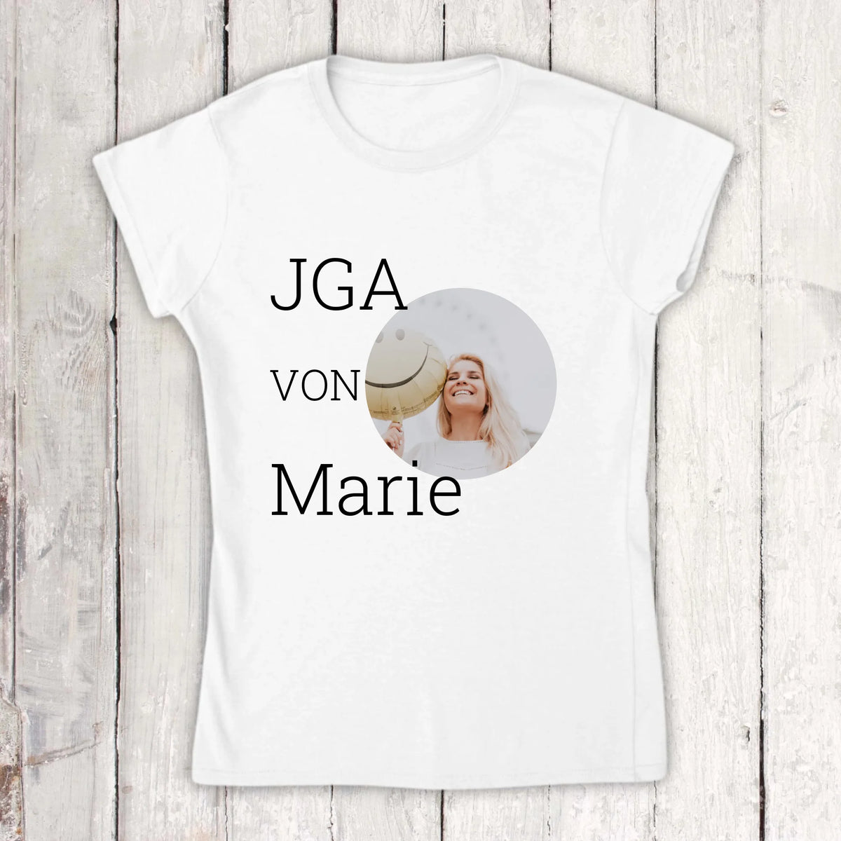 Personalisiertes T-Shirt: JGA, Junggesellinnen mit Foto und Name - individuelles Abschieds T-Shirt | Personalize Palace