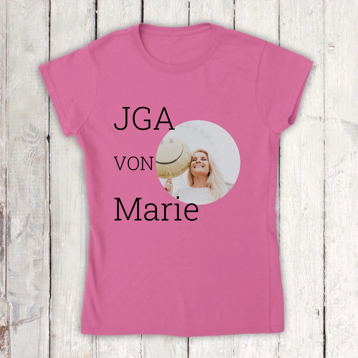 Personalisiertes T-Shirt: JGA, Junggesellinnen mit Foto und Name - individuelles Abschieds T-Shirt | Personalize Palace
