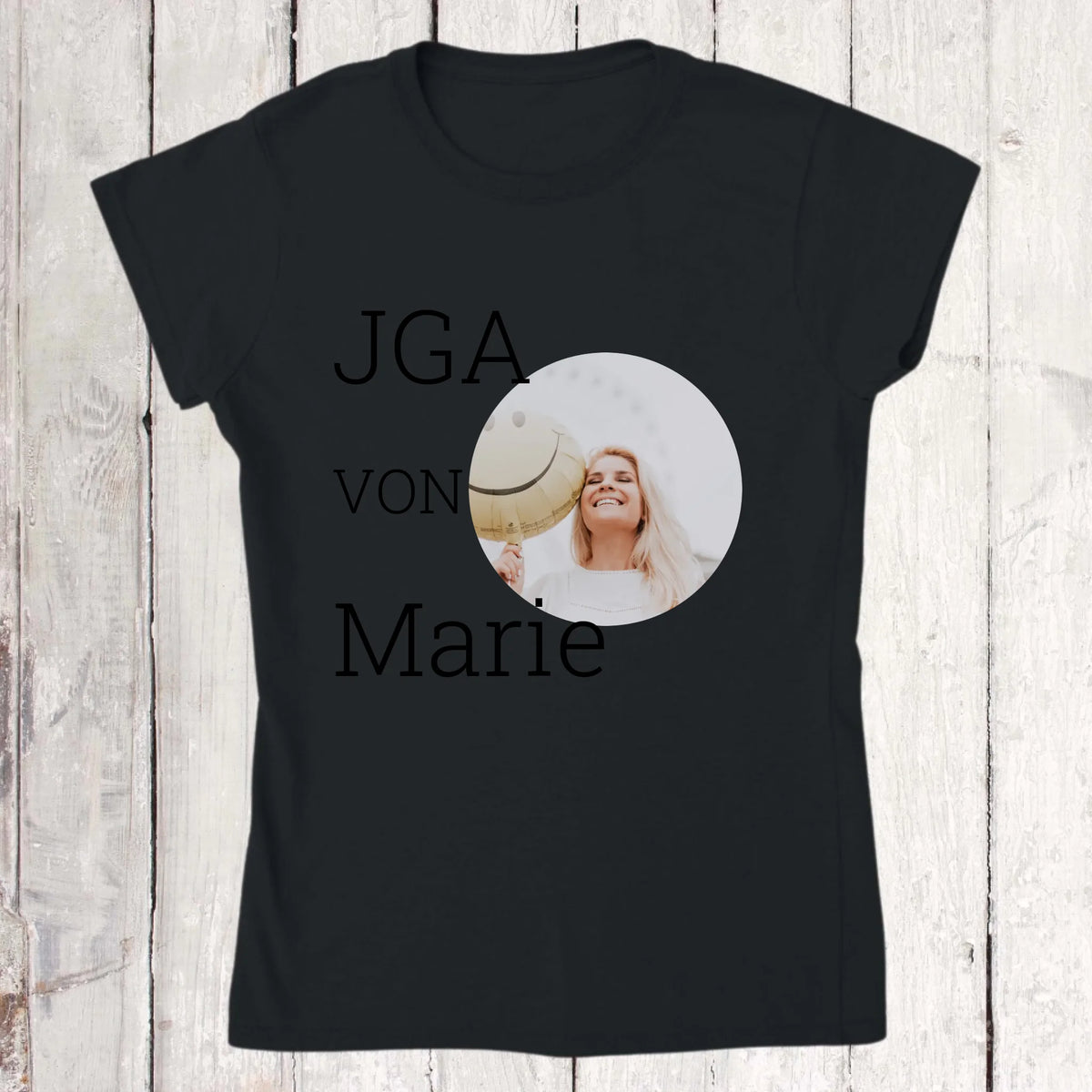 Personalisiertes T-Shirt: JGA, Junggesellinnen mit Foto und Name - individuelles Abschieds T-Shirt | Personalize Palace