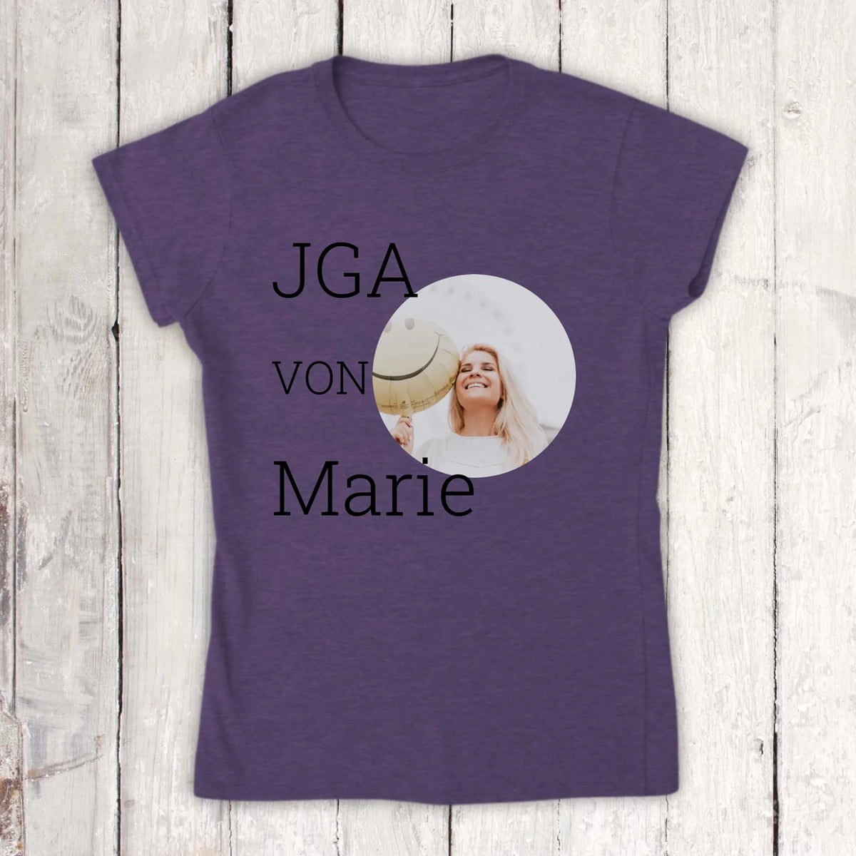 Personalisiertes T-Shirt: JGA, Junggesellinnen mit Foto und Name - individuelles Abschieds T-Shirt | Personalize Palace