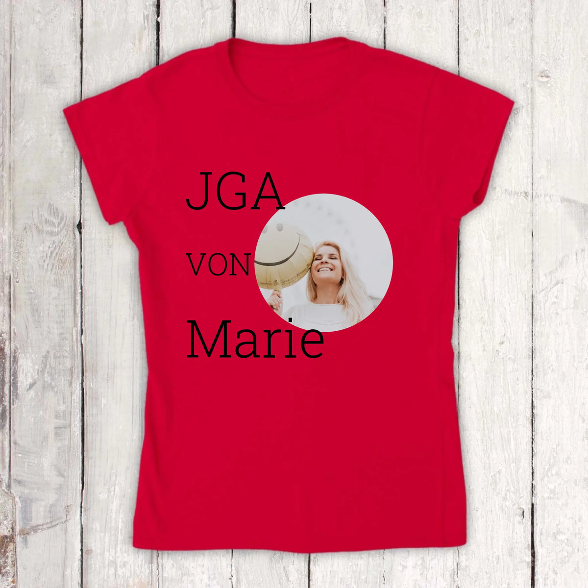 Personalisiertes T-Shirt: JGA, Junggesellinnen mit Foto und Name - individuelles Abschieds T-Shirt | Personalize Palace