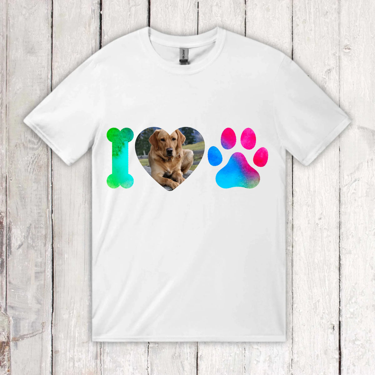 I Love Dogs mit deinem Foto - individuelles T-Shirt | Personalize Palace