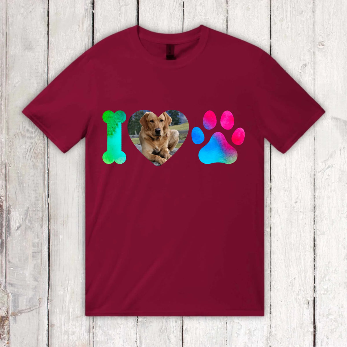 I Love Dogs mit deinem Foto - individuelles T-Shirt | Personalize Palace