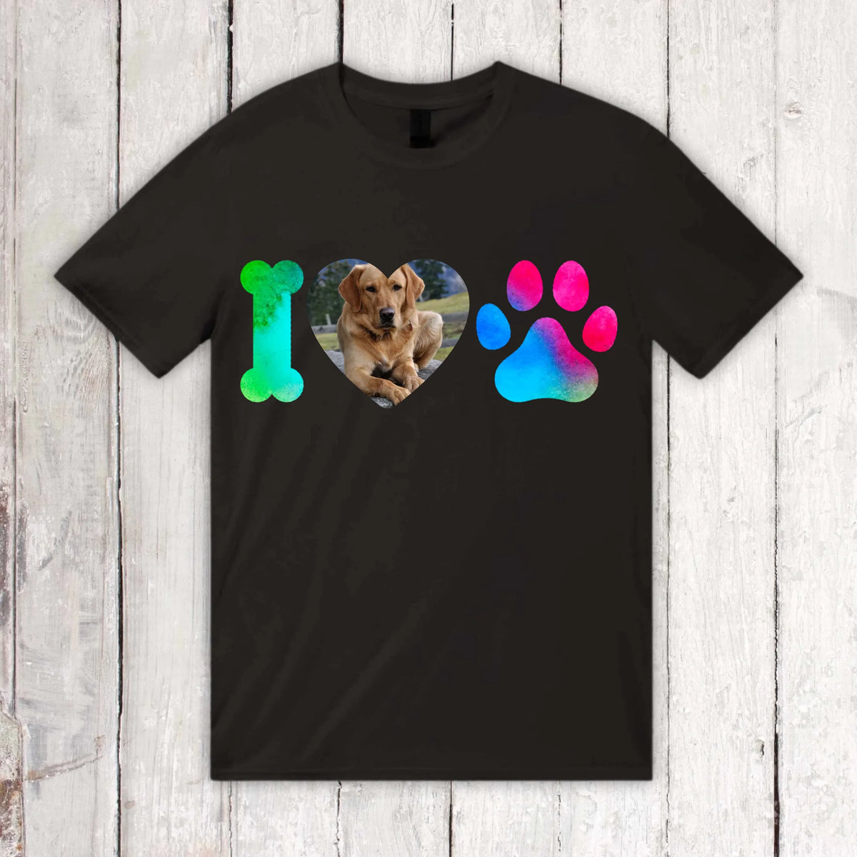 I Love Dogs mit deinem Foto - individuelles T-Shirt | Personalize Palace