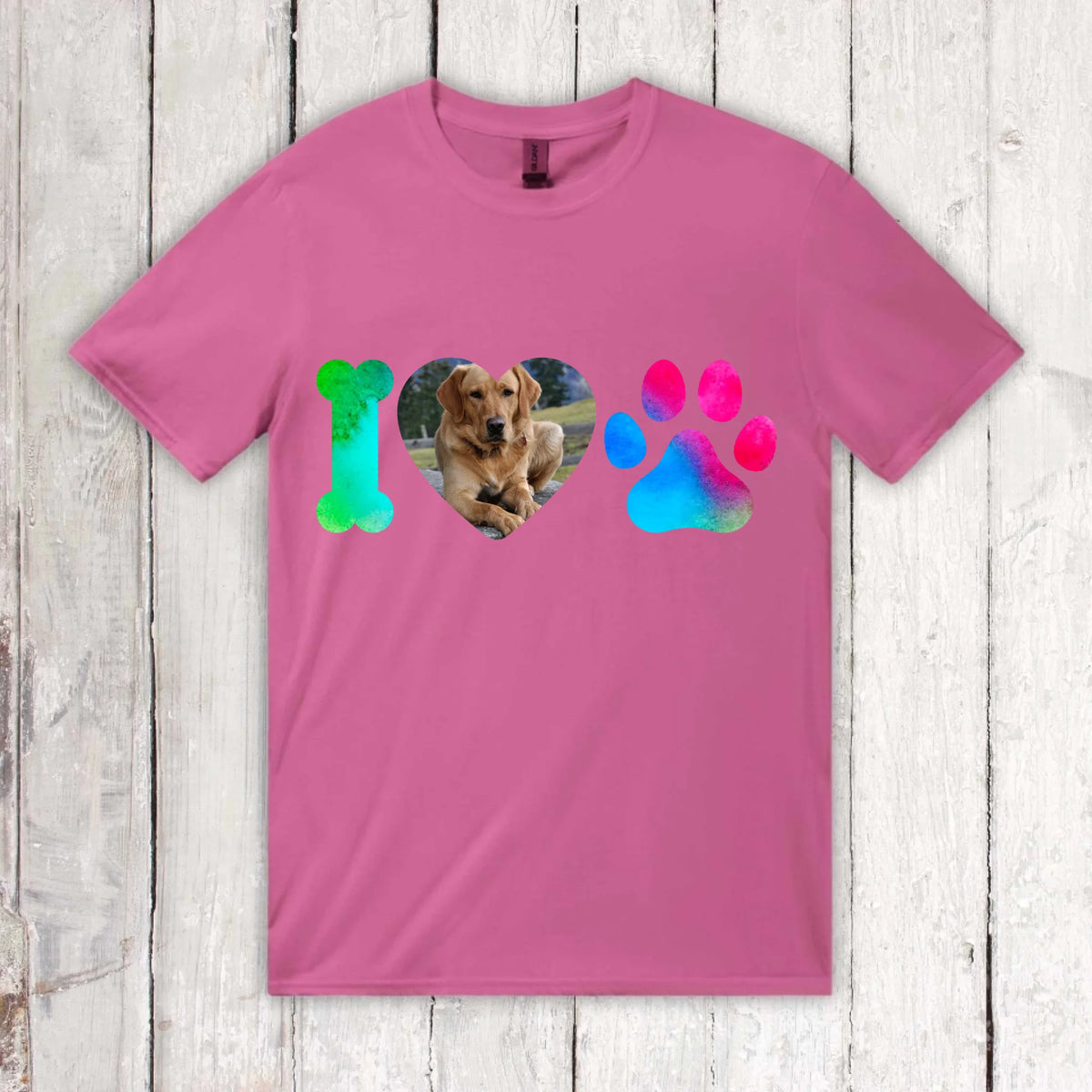 I Love Dogs mit deinem Foto - individuelles T-Shirt | Personalize Palace