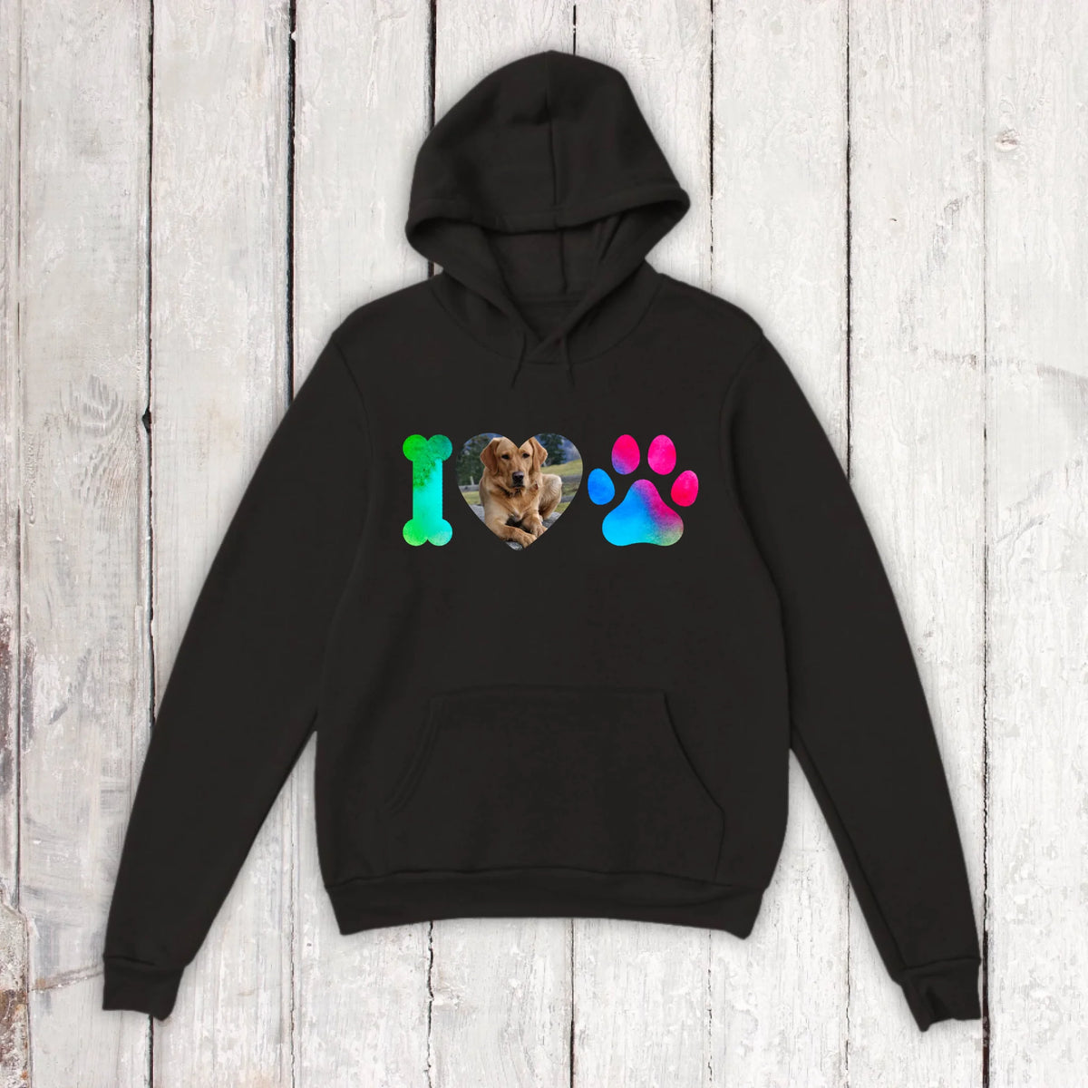 I Love Dogs mit deinem Foto - individueller Hoodie | Personalize Palace