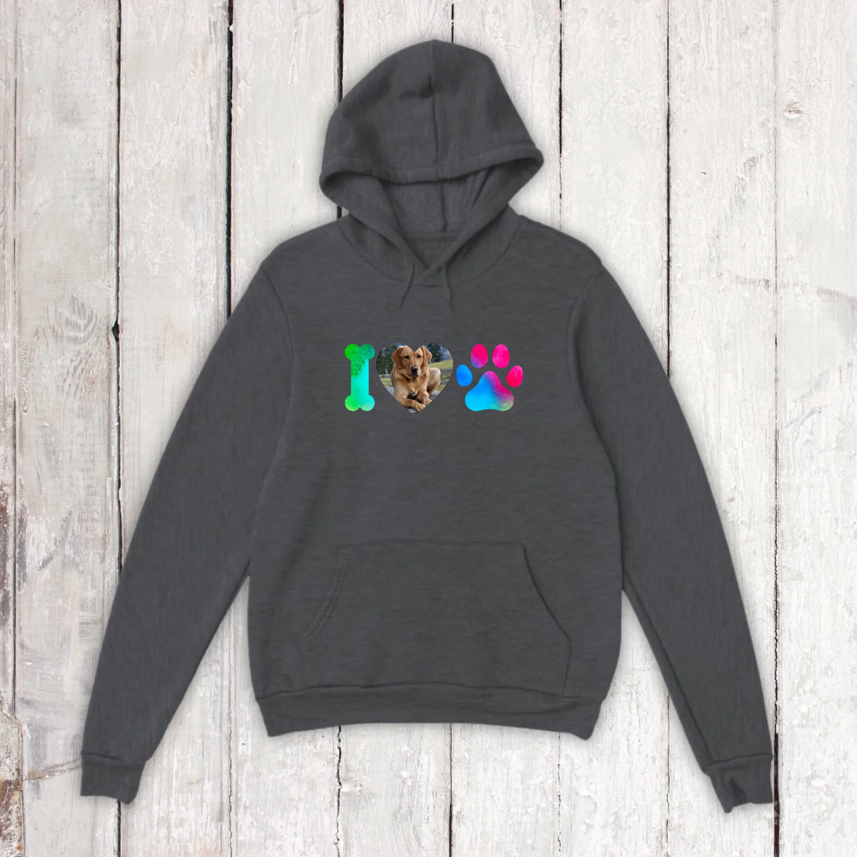 I Love Dogs mit deinem Foto - individueller Hoodie | Personalize Palace