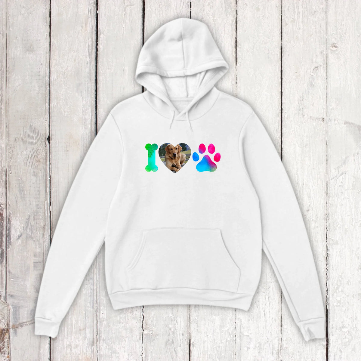 I Love Dogs mit deinem Foto - individueller Hoodie | Personalize Palace
