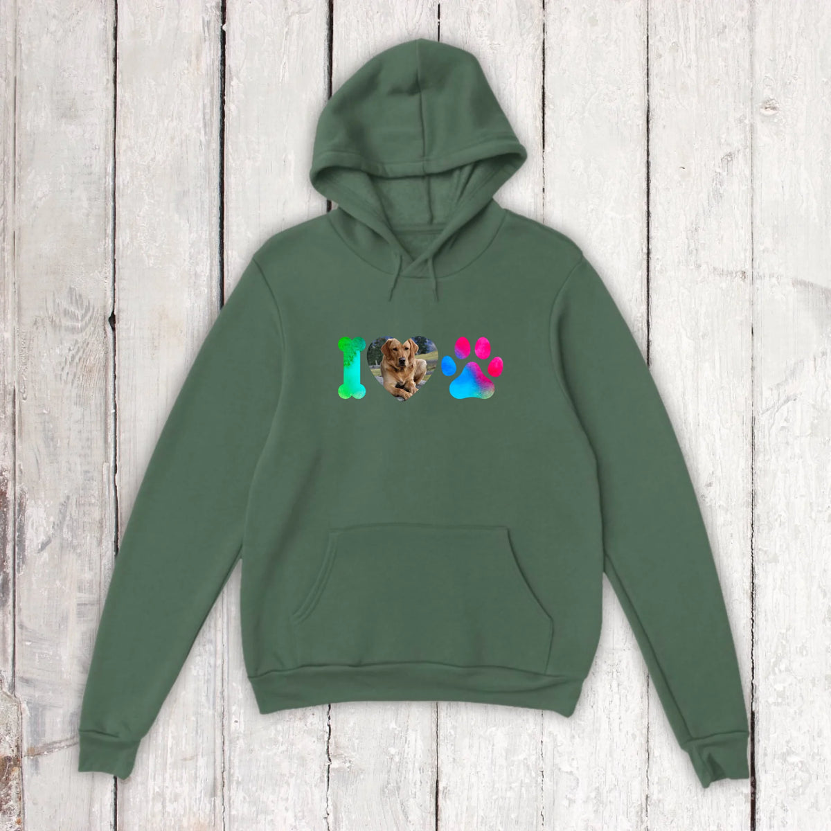 I Love Dogs mit deinem Foto - individueller Hoodie | Personalize Palace