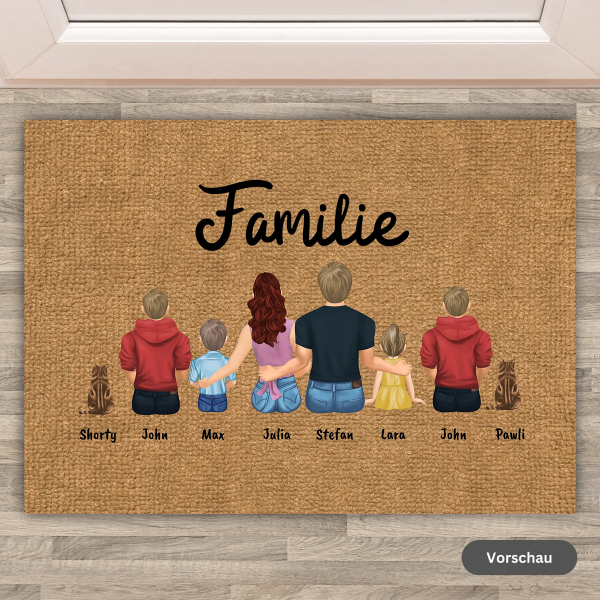 Personalisierte Fußmatte: HALLO und TSCHÜSS! Foto oder Cliparts - Individuelle Katzen Fußmatte | Personalize Palace