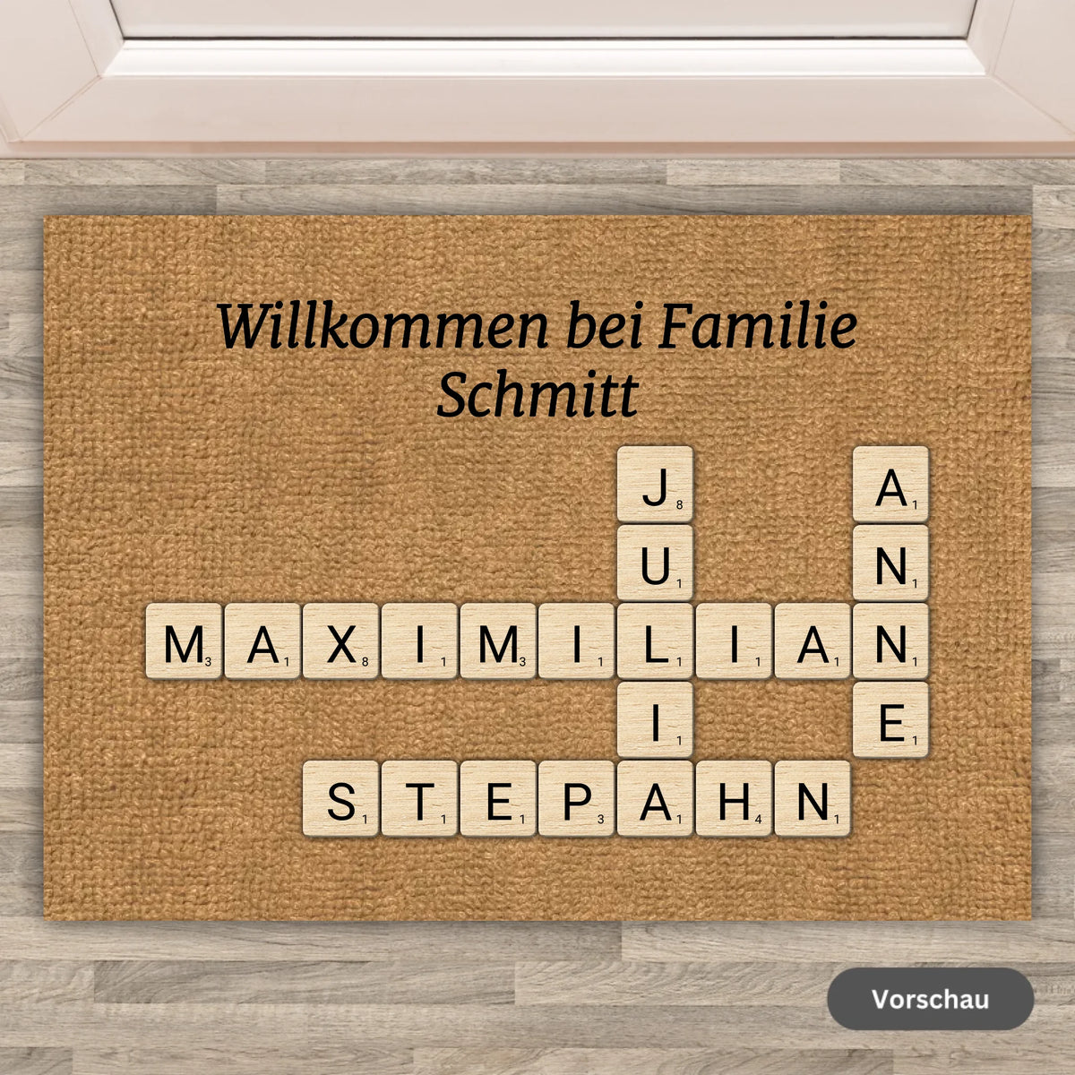 Personalisierte Fußmatte: Scrabble, Kreuzwort Familie - Individuelle Fußmatte | Personalize Palace