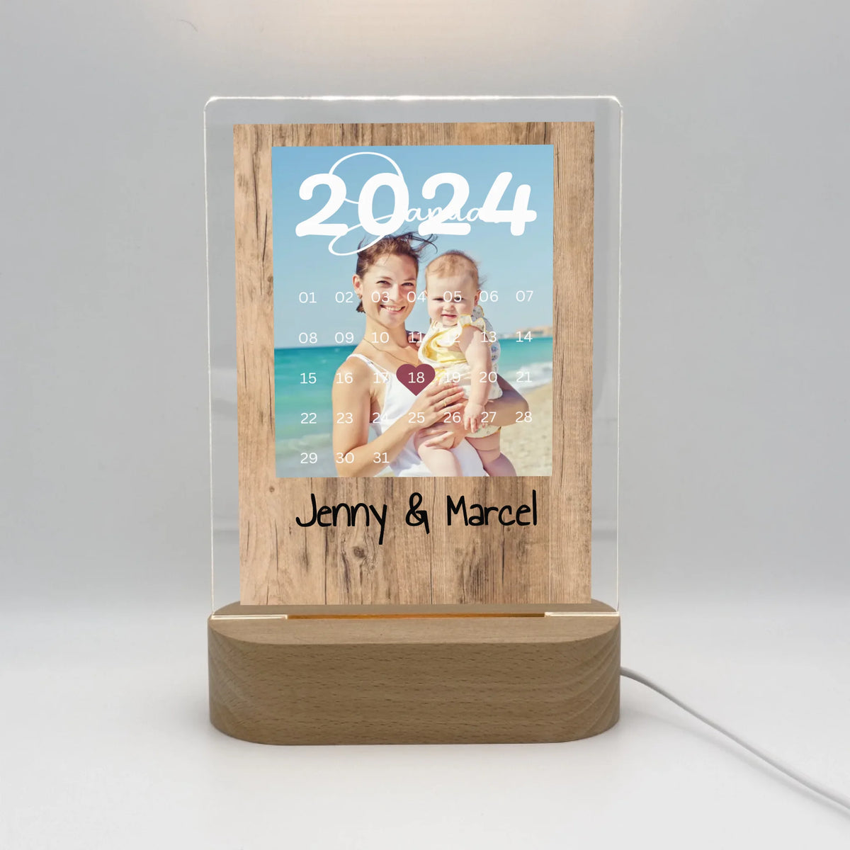 Personalisierte LED Bilder: Album Cover mit eurem Bild - Individuelles Acryl Glas mit Ständer | Personalize Palace