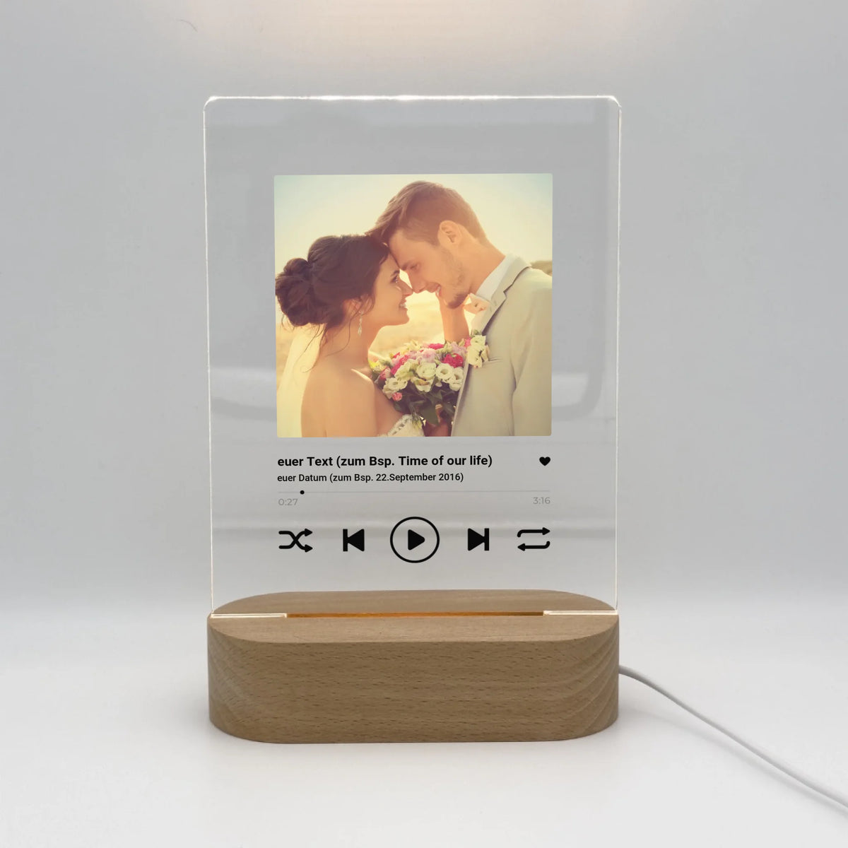 Personalisierte LED Bilder: Muttertag, wann wurdet Ihr geboren? - Individuelles Acryl Glas mit LED Ständer | Personalize Palace