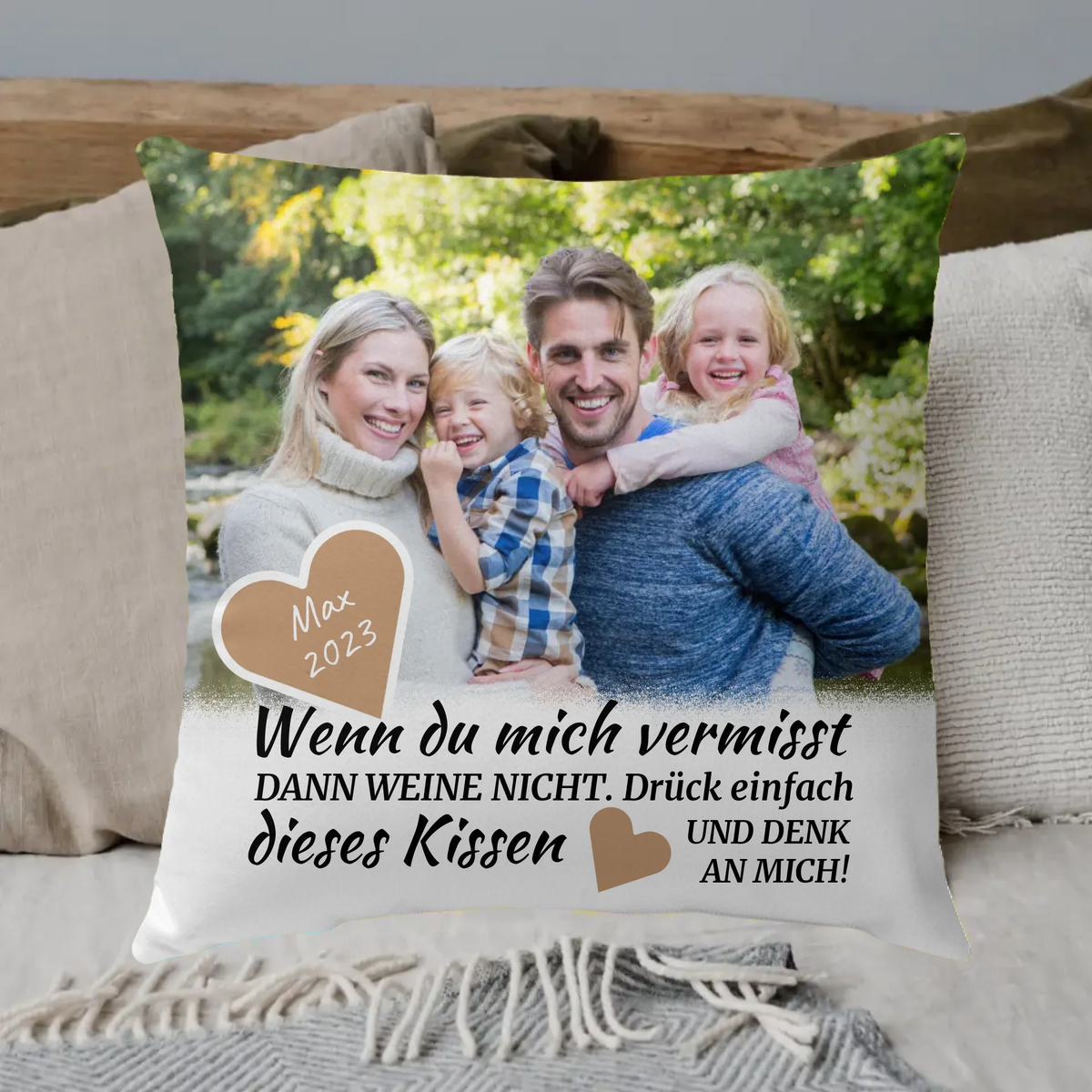 Personalisiertes Kissen: Trauerkissen "Wenn Du mich vermisst" mit Foto - Individuelles Kissen | Personalize Palace