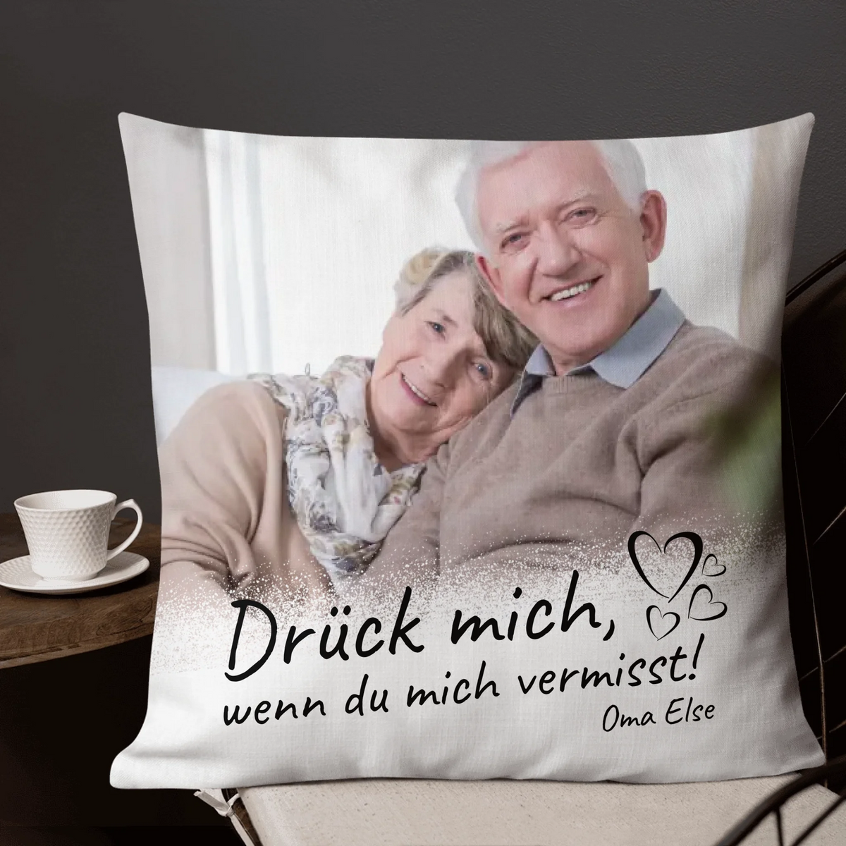 Personalisiertes Kissen: Trauerkissen "Wenn Du mich vermisst" mit Foto - Individuelles Kissen | Personalize Palace