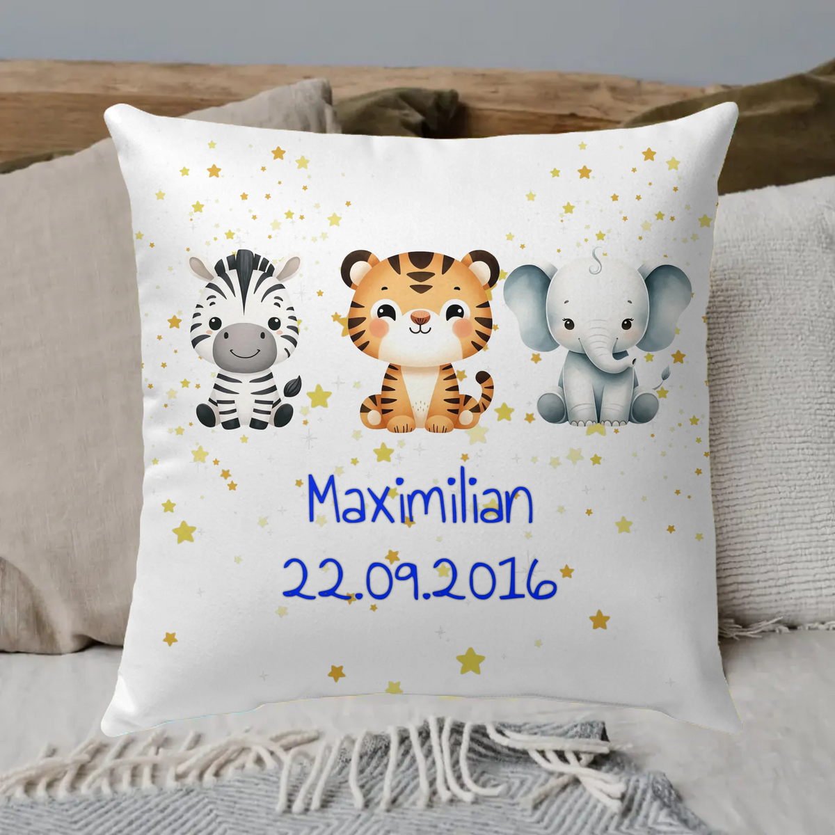 Personalisiertes Kissen: Schlafkissen, Safari Kissen für Kinder - individuelles Kissen | Personalize Palace