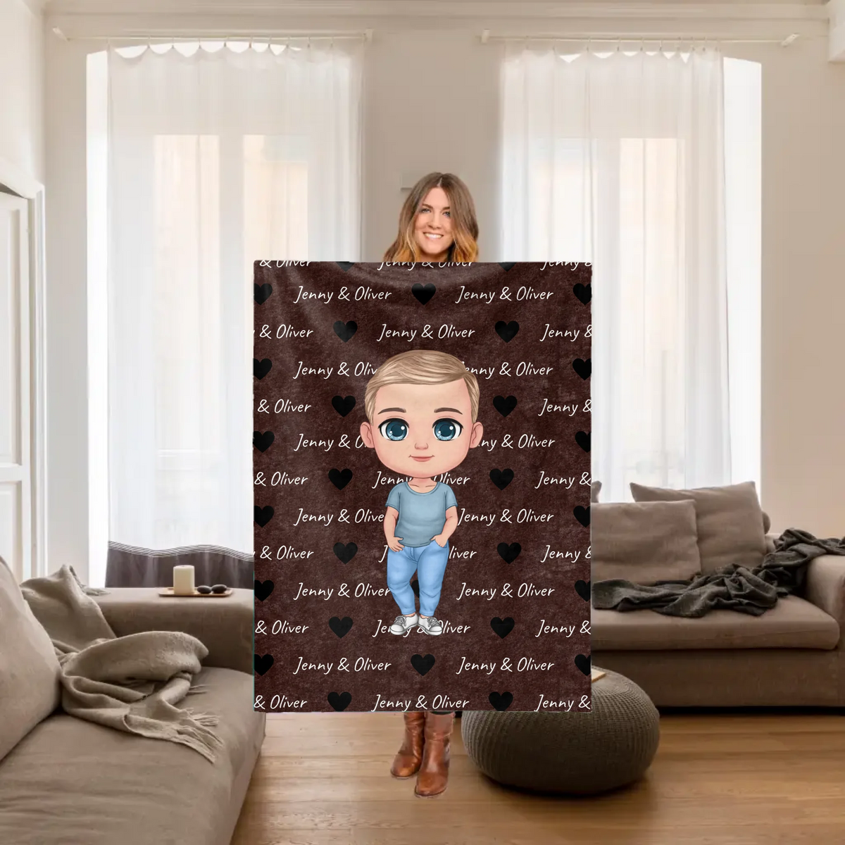 Personalisierte Decke: persönliche Lieblingsdecke für Kinder, Eltern und Ureltern - personalisierbare Decke | Personalize Palace