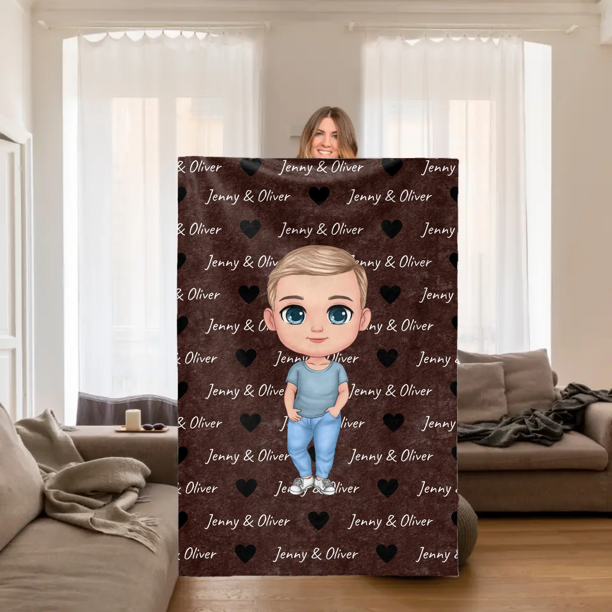 Personalisierte Decke: persönliche Lieblingsdecke für Kinder, Eltern und Ureltern - personalisierbare Decke | Personalize Palace