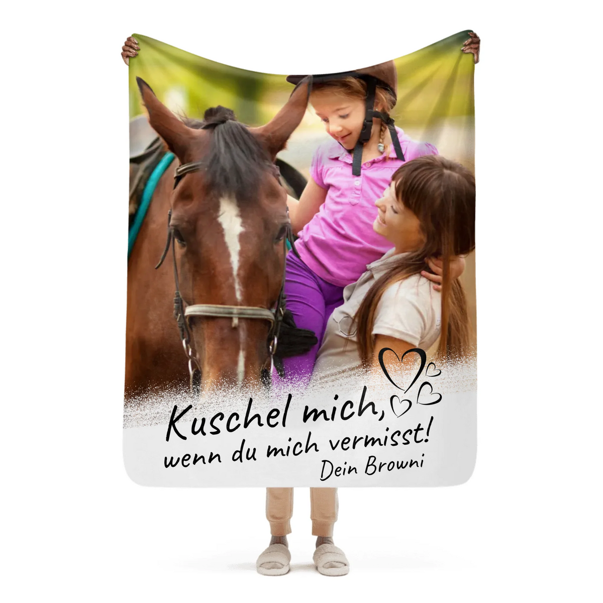 Personalisierte Decke: Drück mich - individuelle Pferde-Fotodecke | Personalize Palace