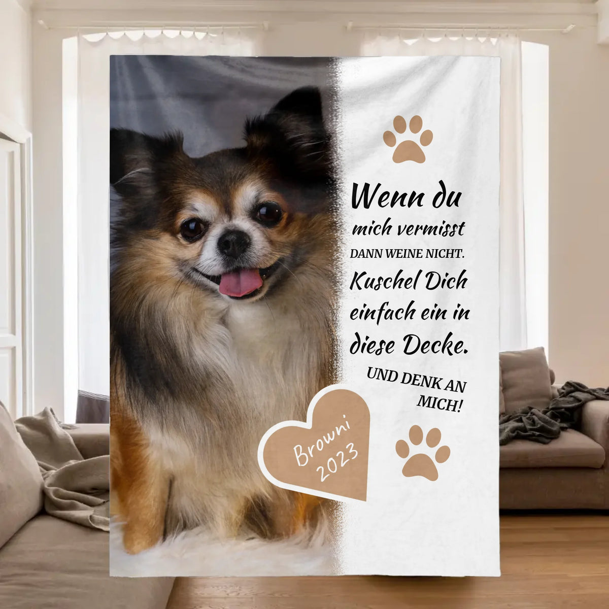 Personalisierte Decke: Hundedecke | Kuschel mich, wenn du mich vermisst - Individuelle Fotodecke | Personalize Palace